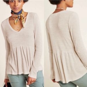 Anthropologie T.La Jill Babydoll Peplum Long Sleeve Top